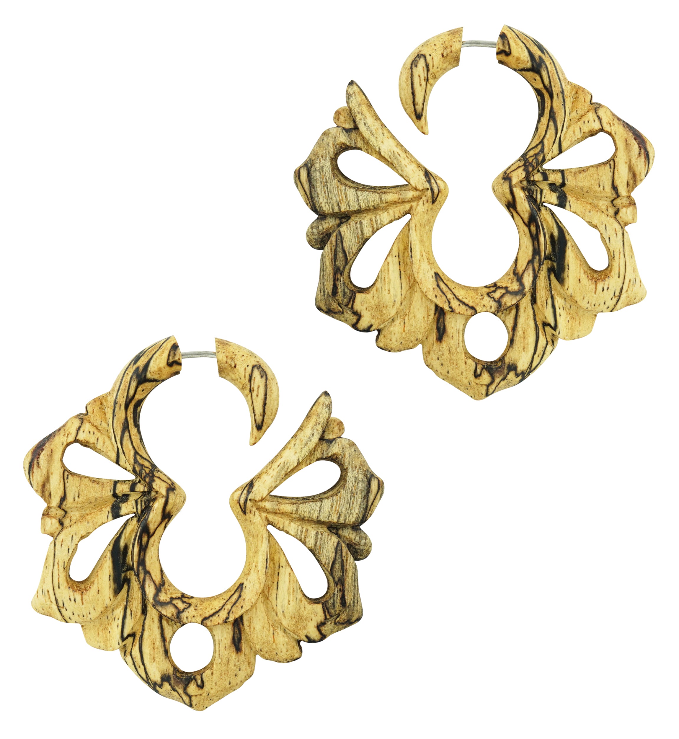 Maklak Tamarind Wooden Hangers Fake Gauges Earrings
