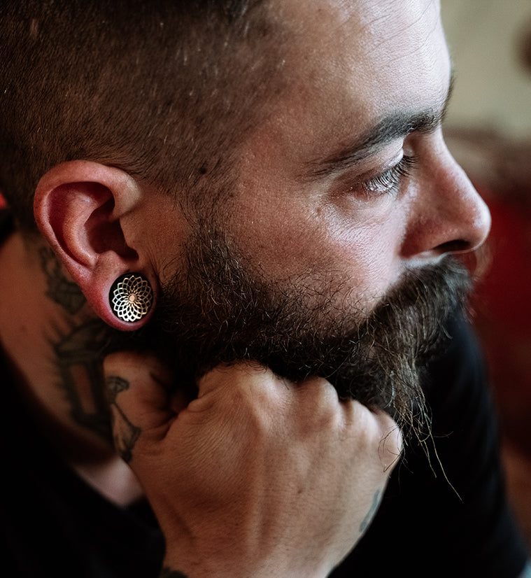 Mandala Frame Obsidian Plugs