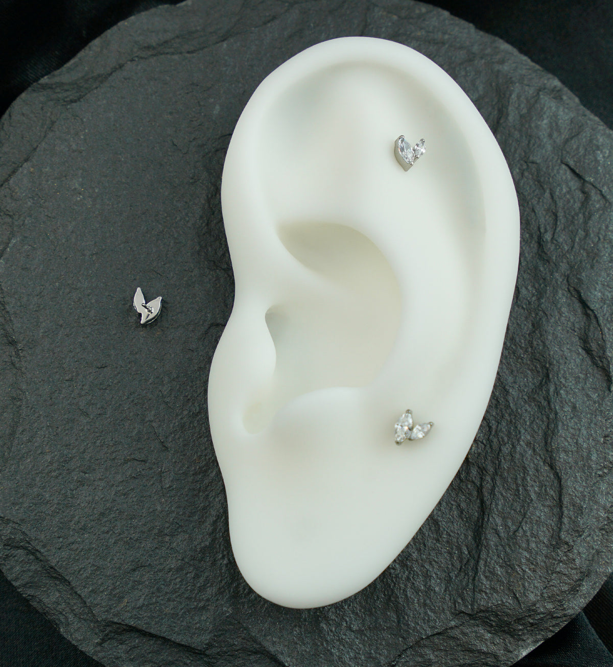 Marquise Frond Clear CZ Titanium Threadless Top