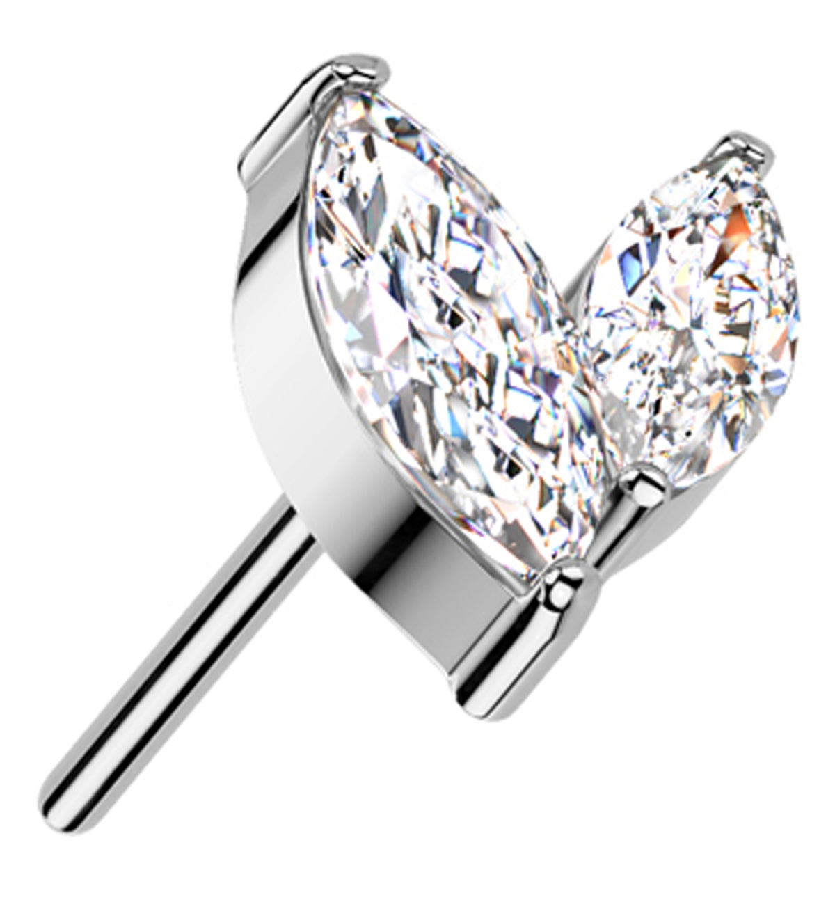 Marquise Frond Clear CZ Titanium Threadless Top