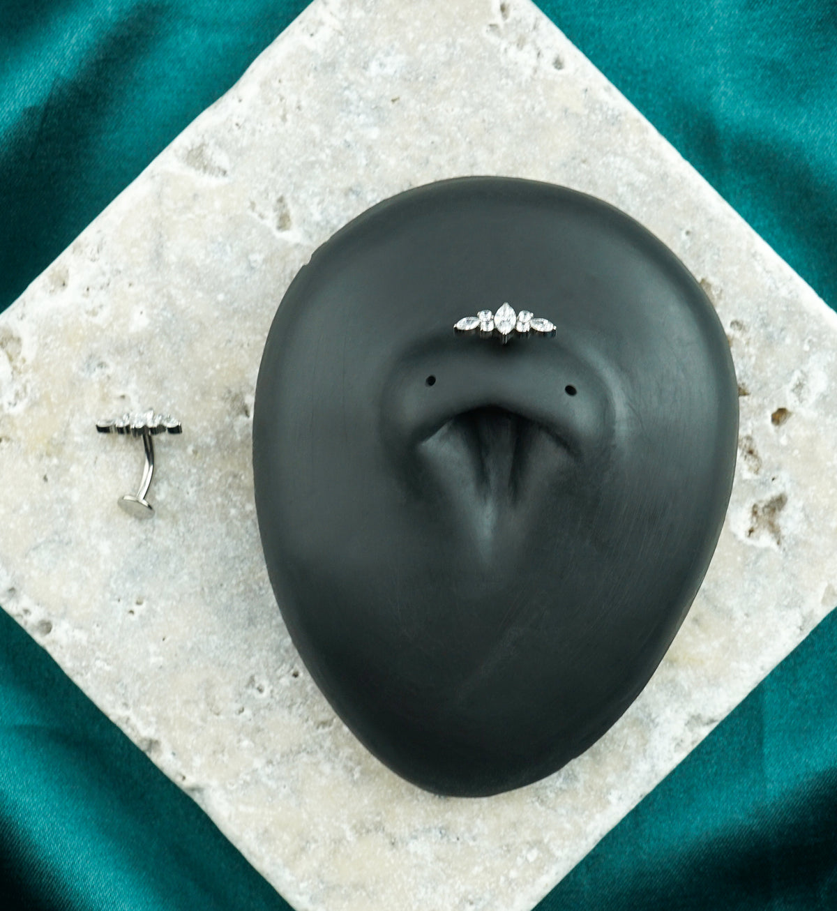 Marquise Half Crown CZ Titanium Threadless Floating Belly Button Ring