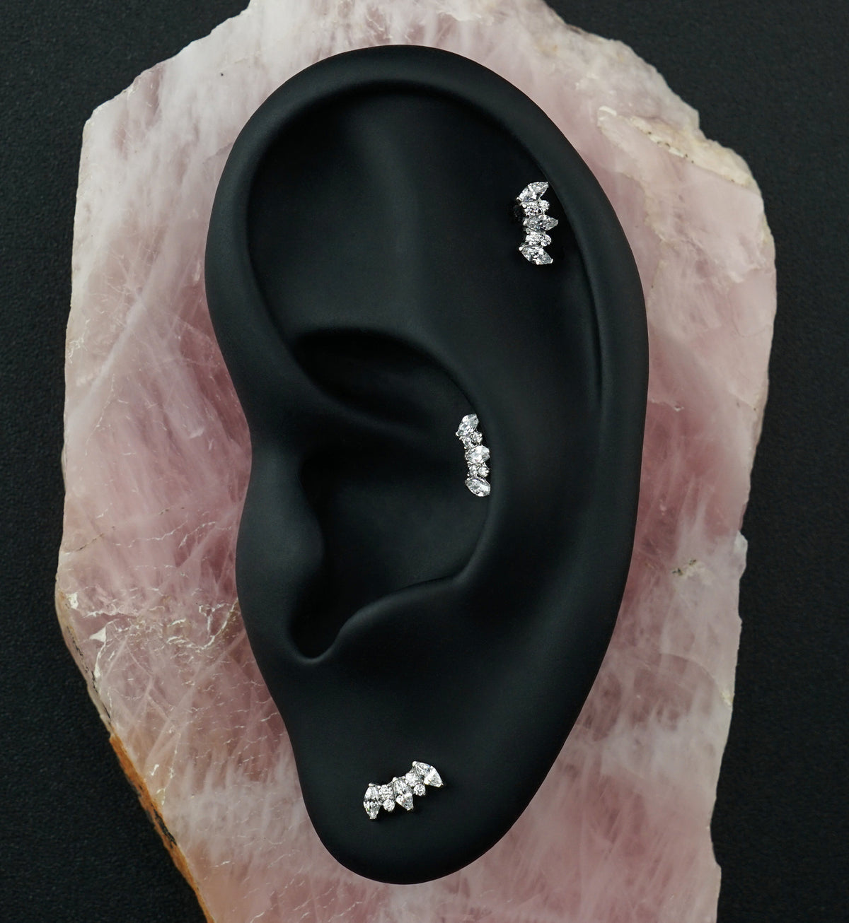 Marquise Sweep CZ Titanium Threadless Top