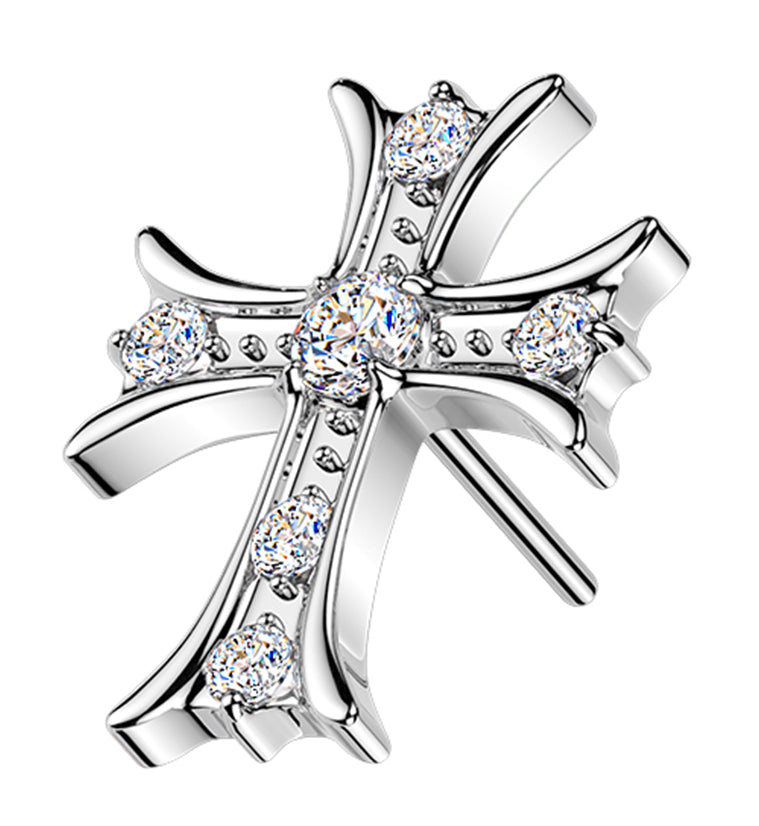 Medieval Cross CZ Titanium Threadless Top