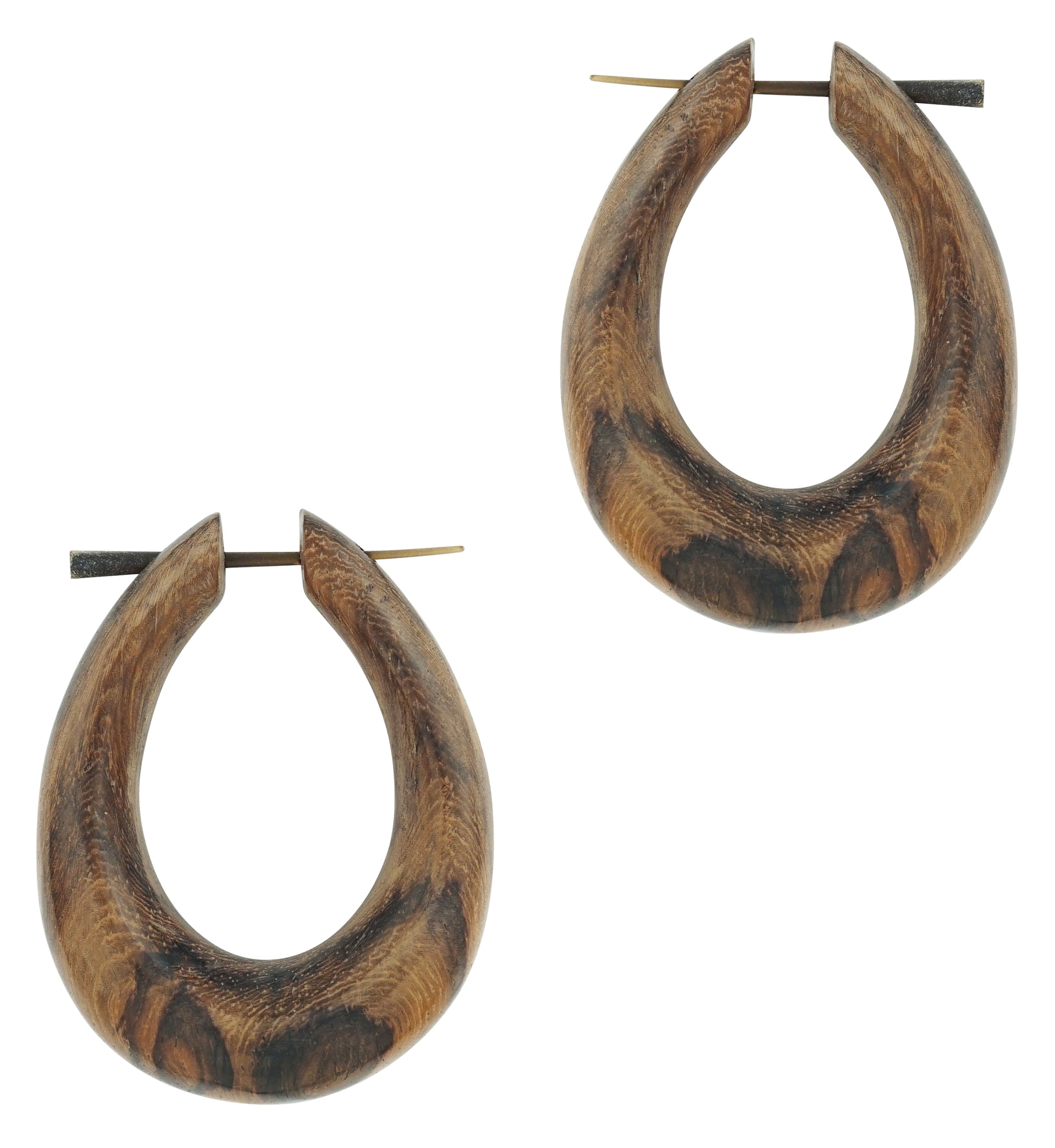Medium Oval Hoops Sono Wood Post Earrings
