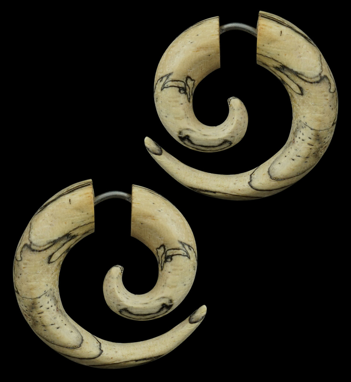 Mini Tamarind Wood Spirals / Fake Gauges Earrings