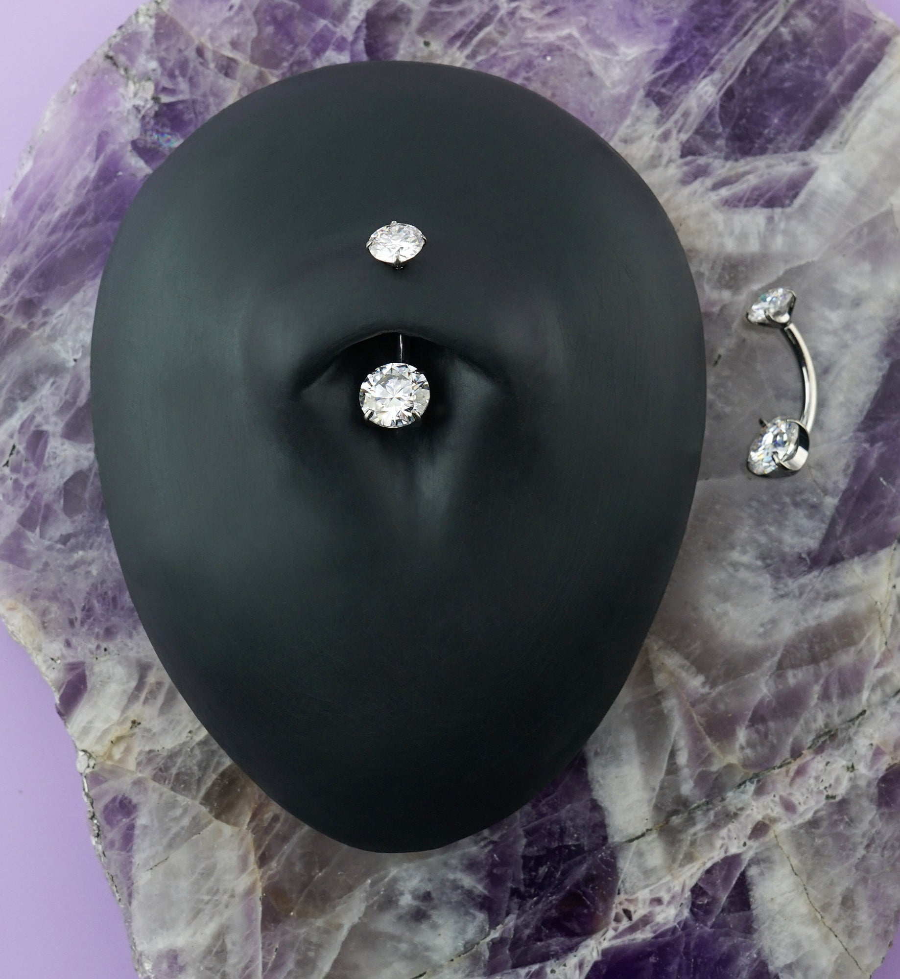 Moissanite Gem Titanium Internally Threaded Belly Button Ring