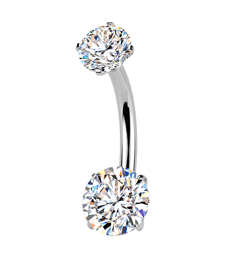Moissanite Gem Titanium Internally Threaded Belly Button Ring
