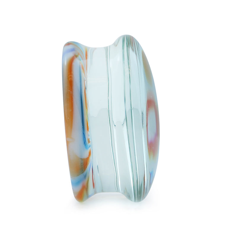 Multi Chroma Swirl Glass Double Flare Plugs