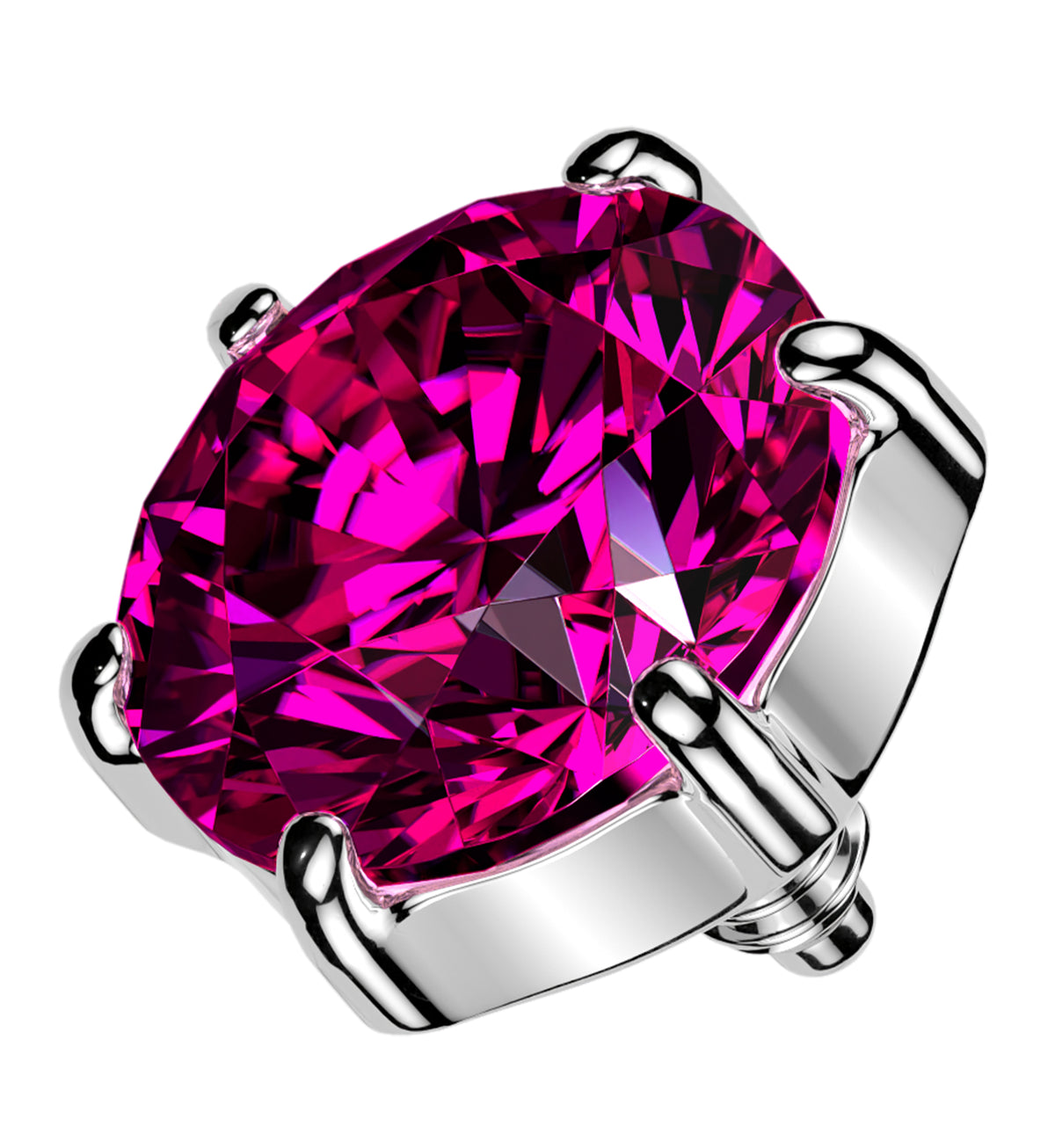 Multi Prong Fuchsia CZ Titanium Internally Threaded Top by Urban Body Jewelry