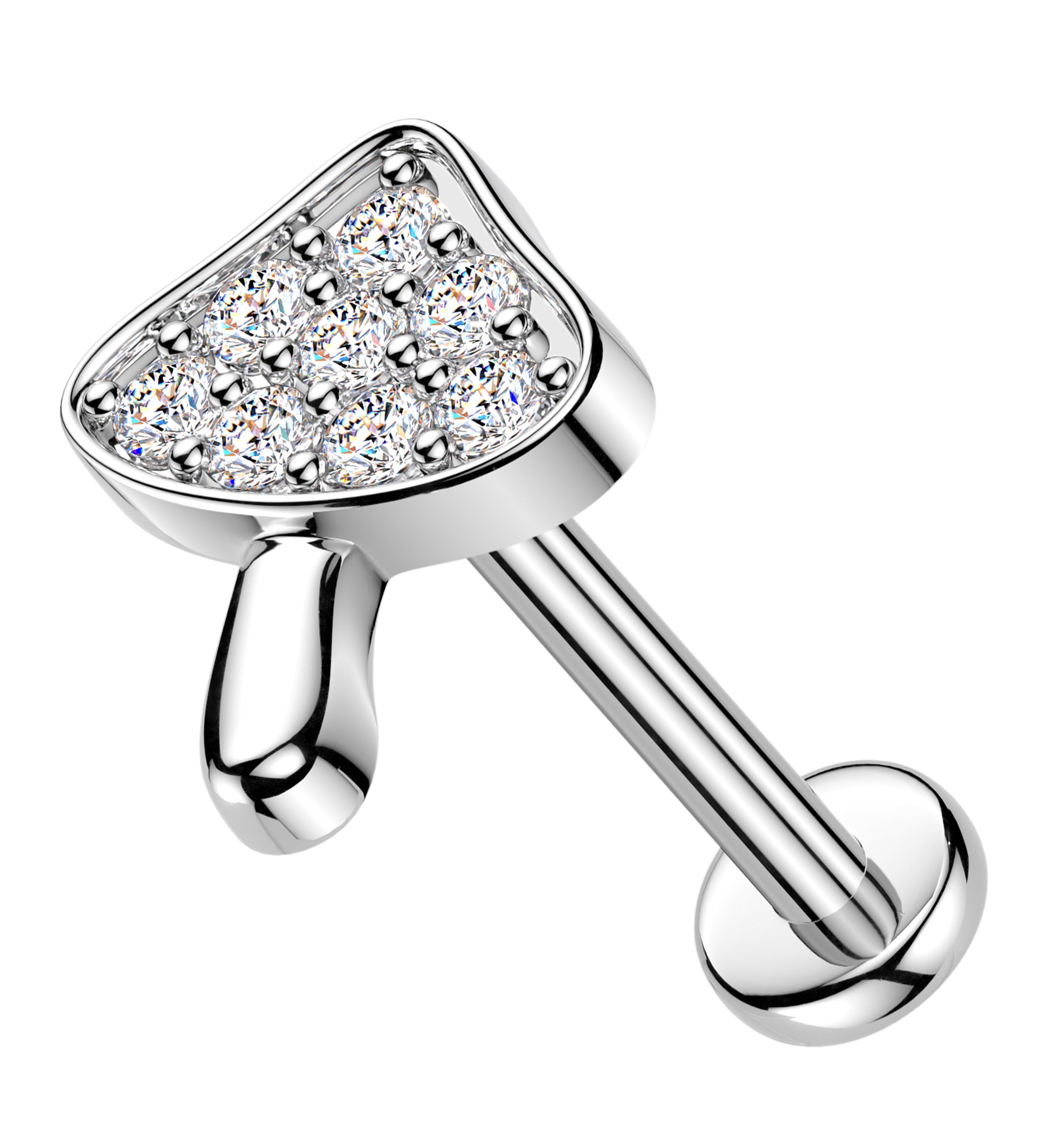 Mystical Mushroom CZ Stainless Steel Threadless Labret