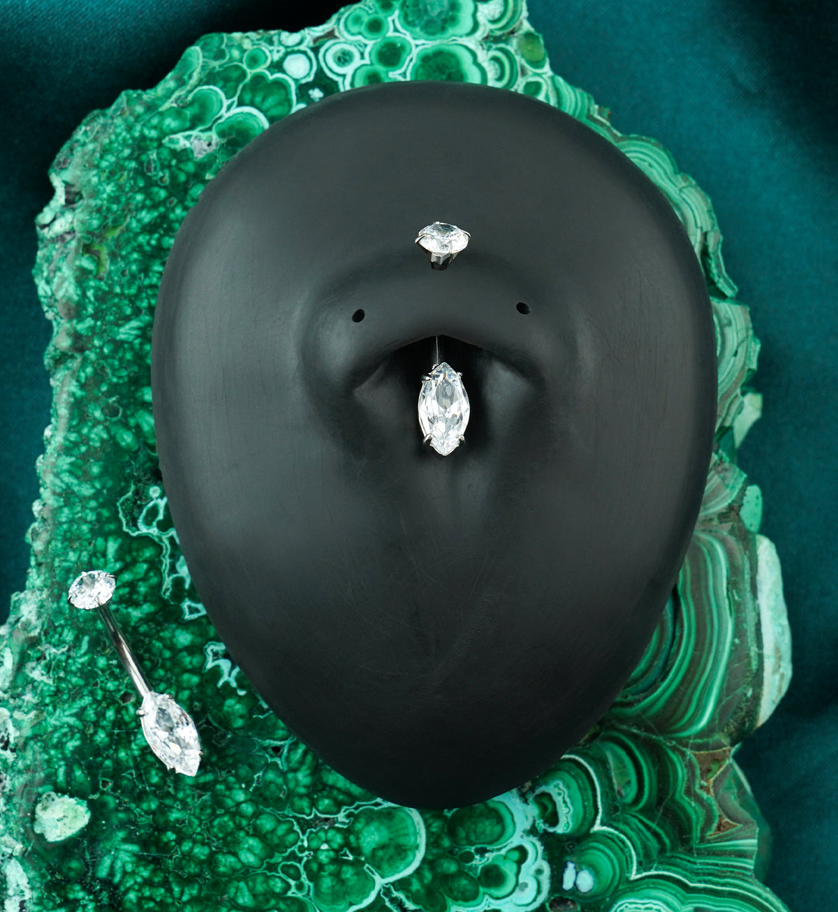Navette CZ Stainless Steel Internally Threaded Belly Button Ring