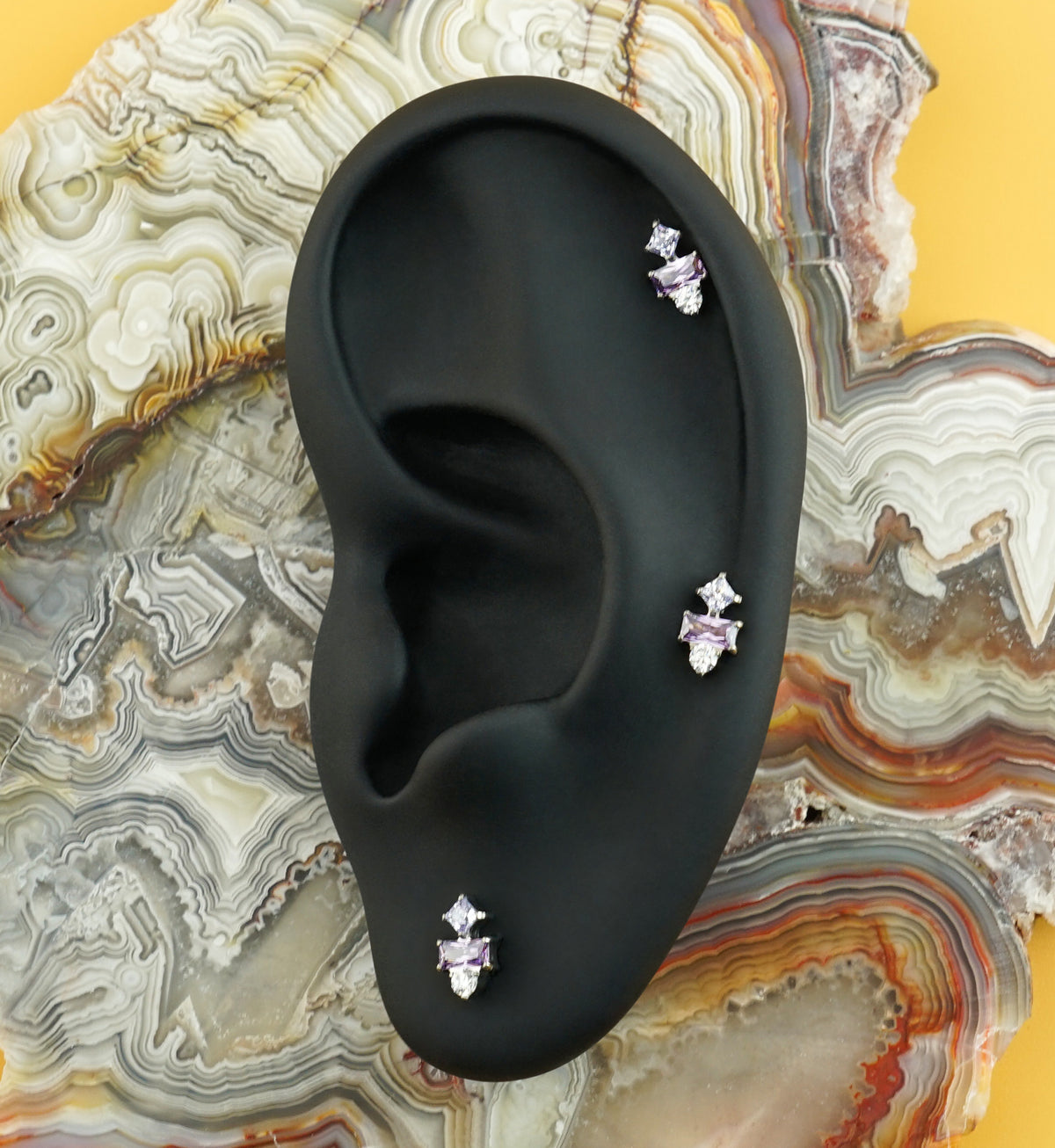 Nocked Amethyst CZ Titanium Threadless Top