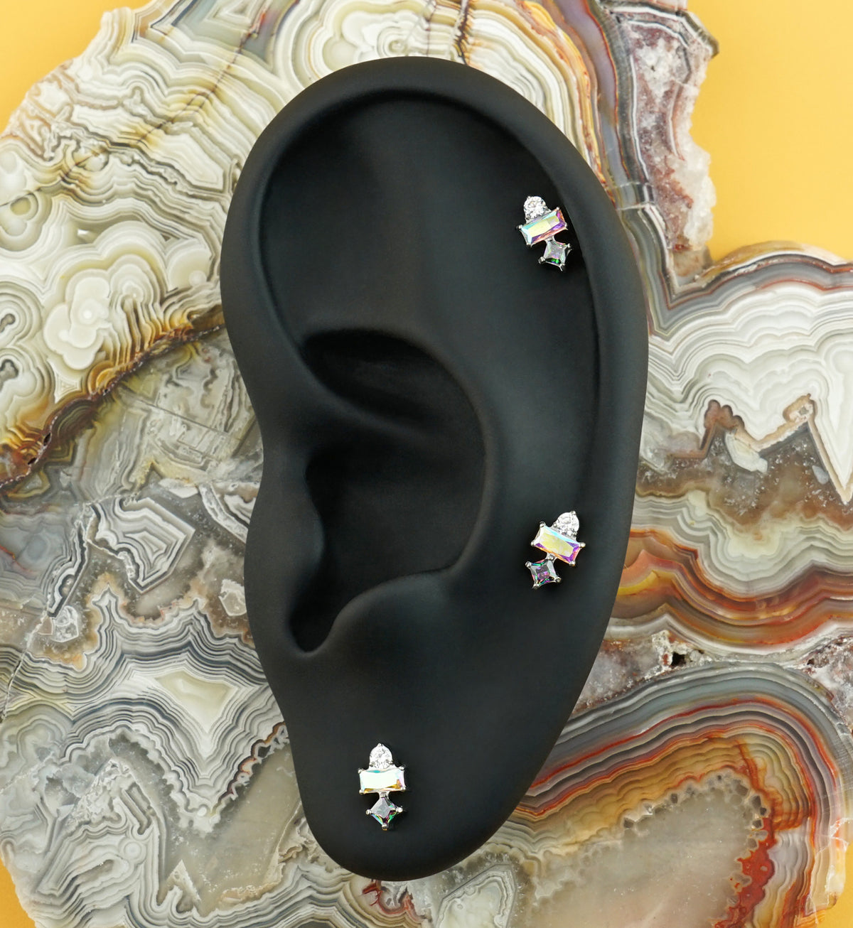 Nocked Rainbow Aurora CZ Titanium Threadless Top