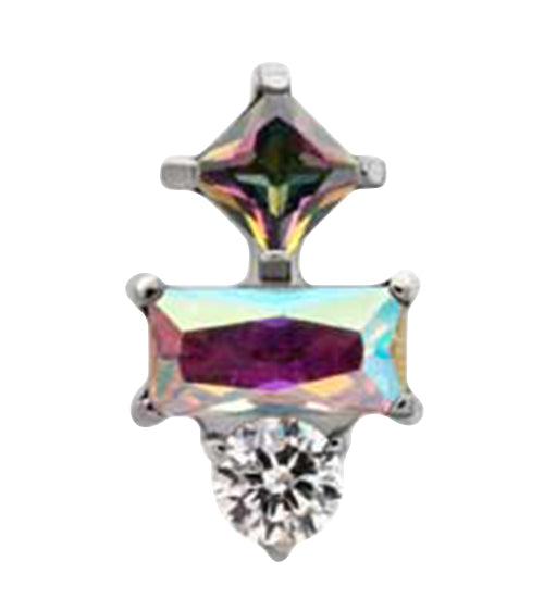 Nocked Rainbow Aurora CZ Titanium Threadless Top