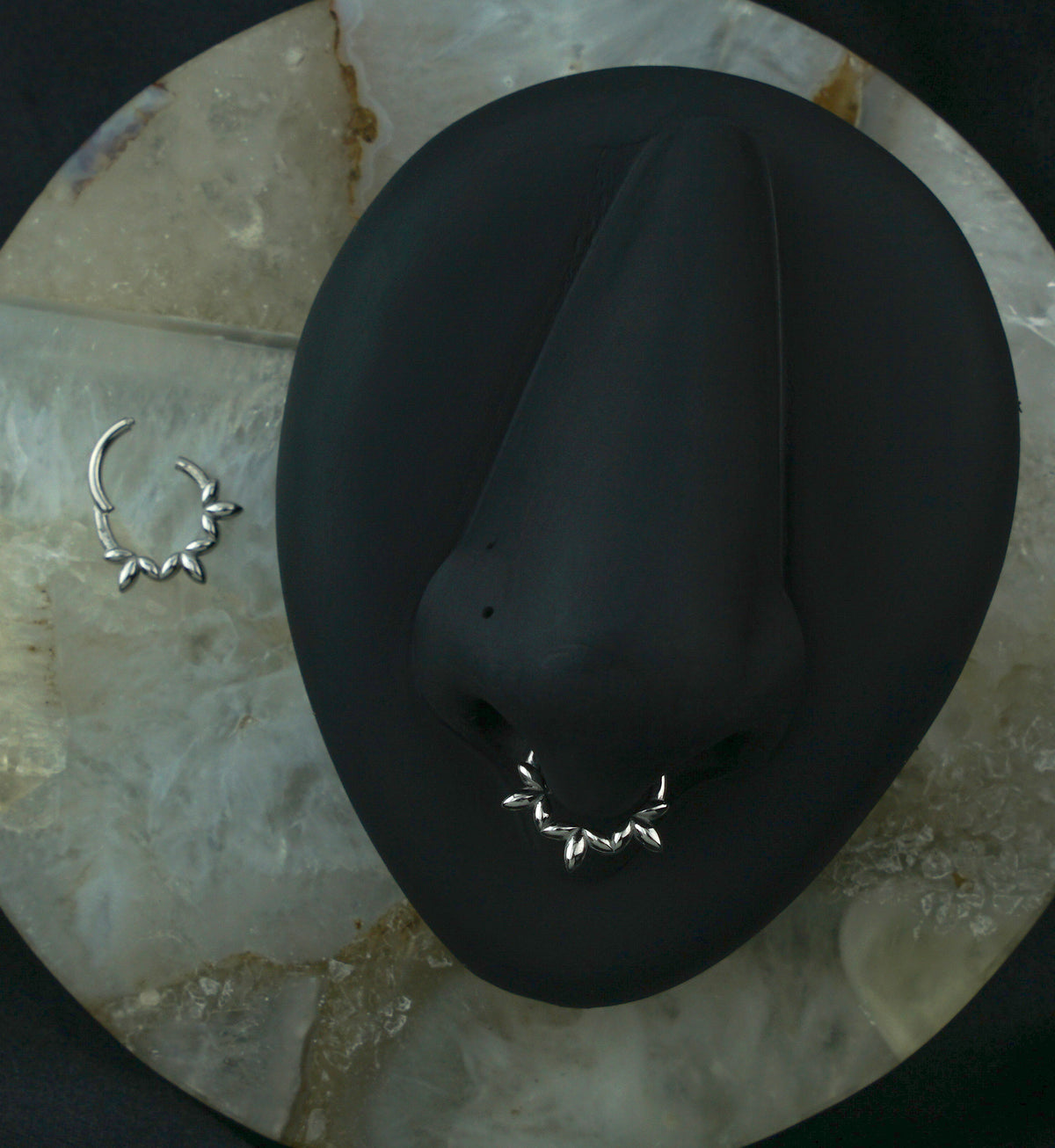 Olive Leaves Stainless Steel Hinged Segment Ring