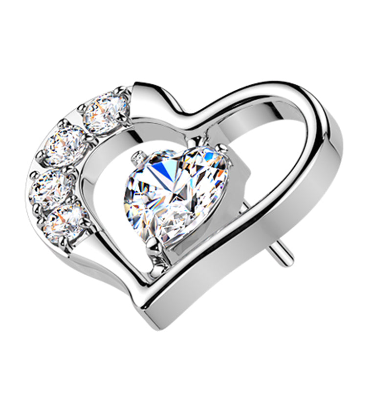 Open Heart CZ Titanium Threadless Top