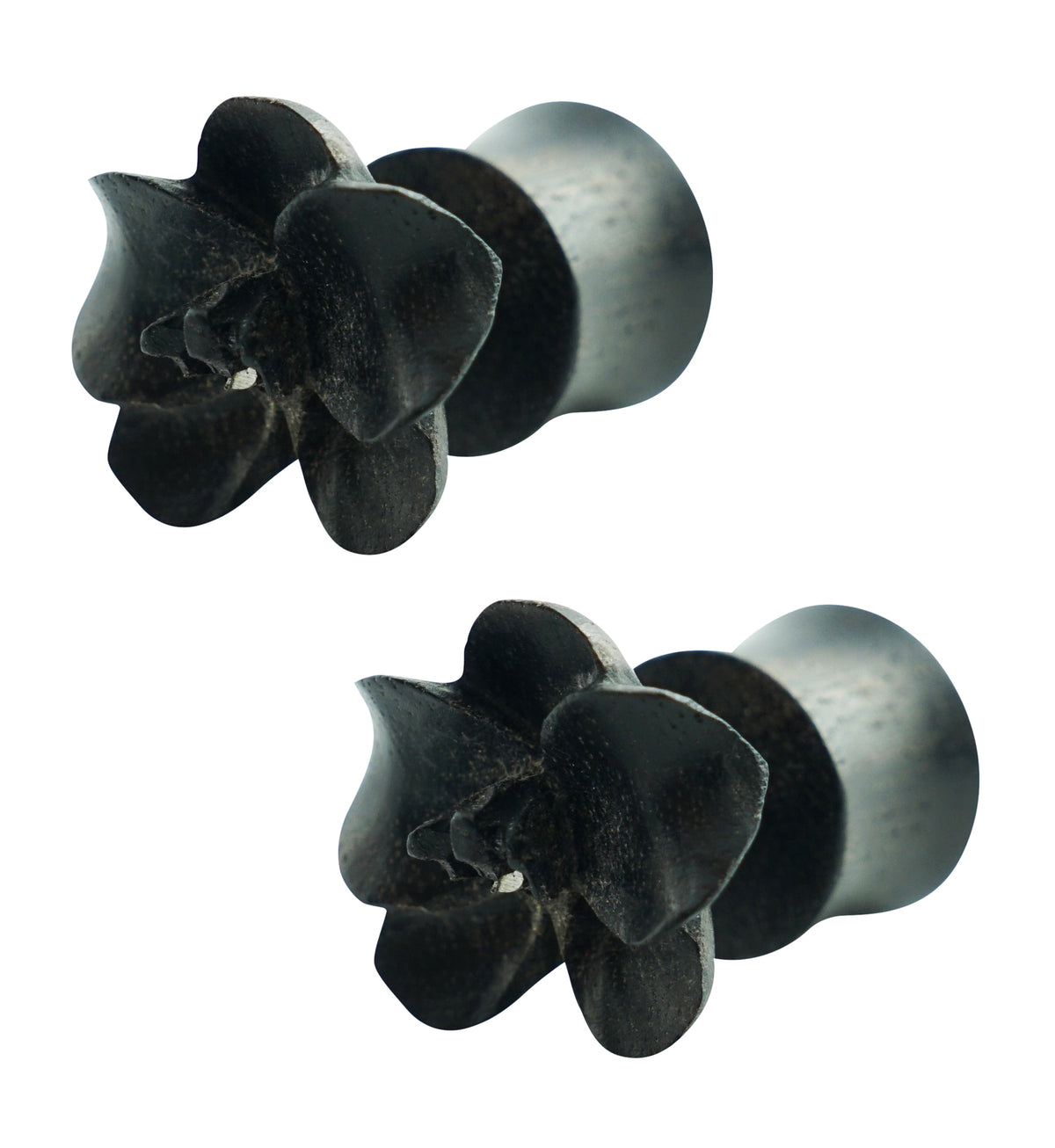 Peony Flower Areng Wood Fake Gauges Plugs