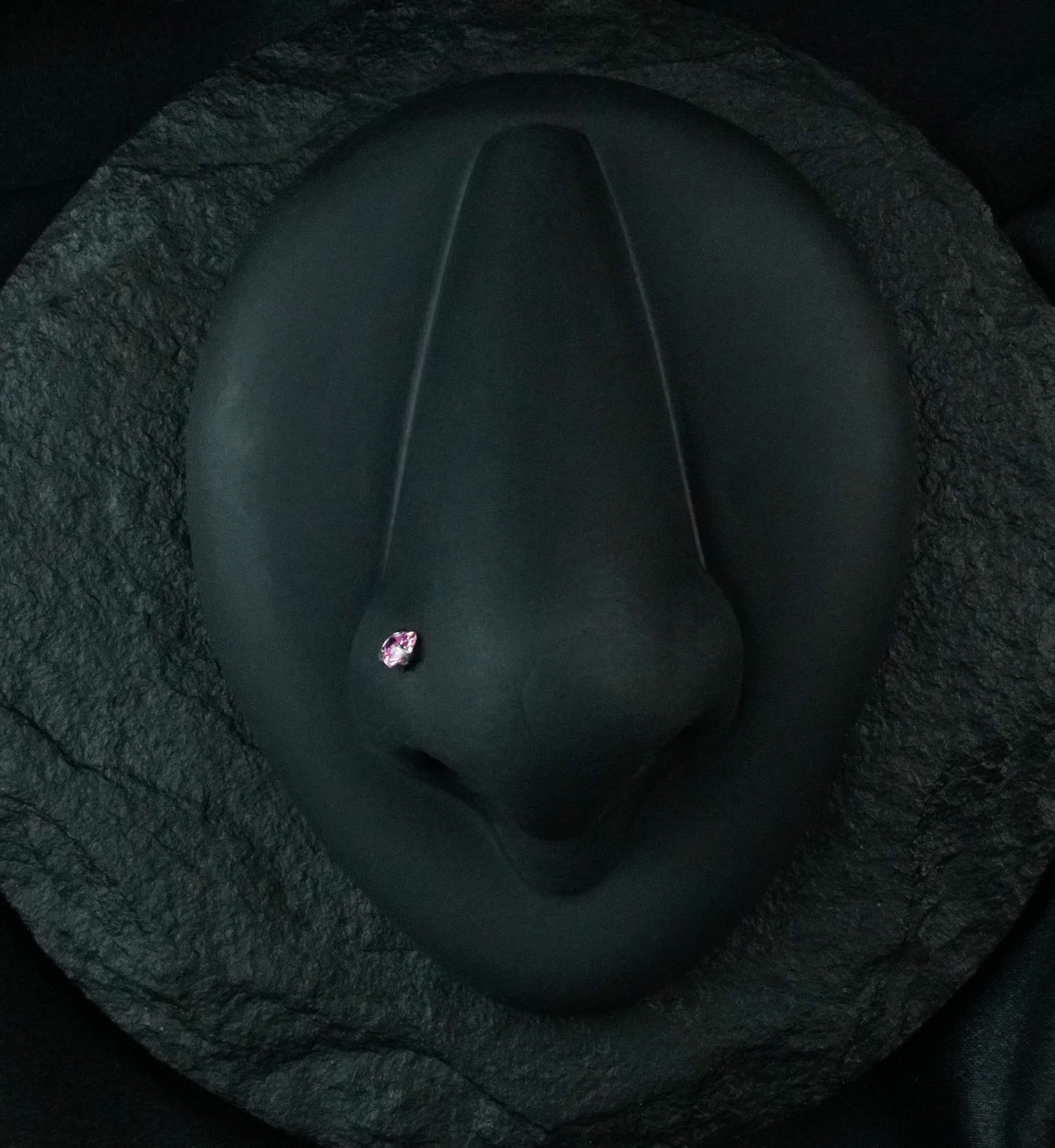 Pink Heart CZ Stainless Steel Nosebone