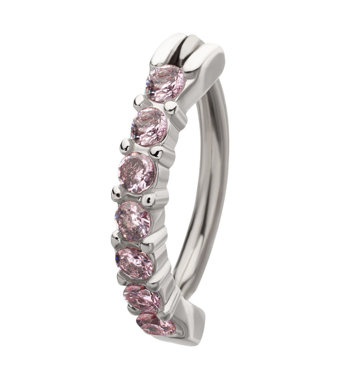 Pink Prong CZ Stainless Steel Hinged Belly Button Ring