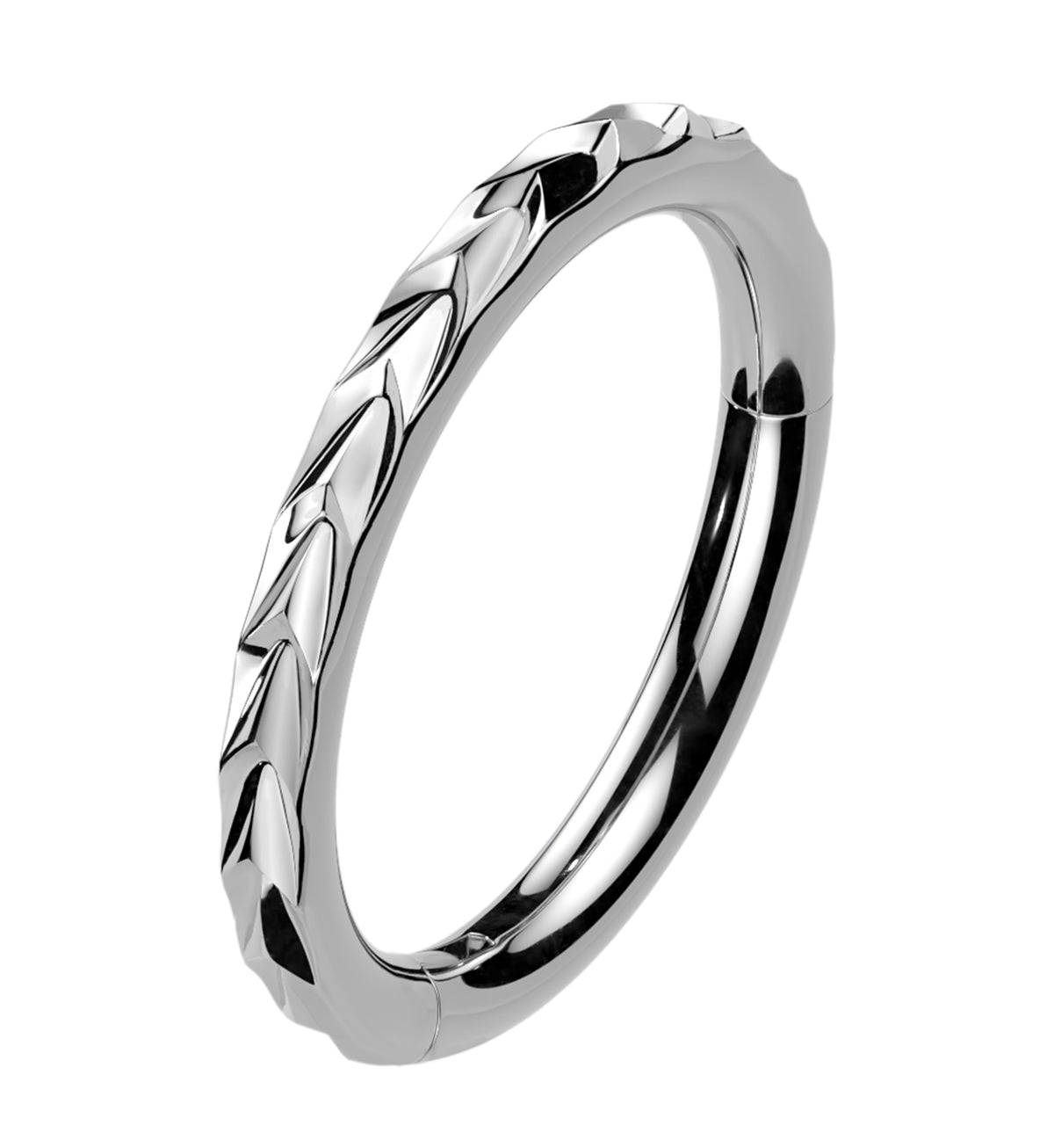 Plaited Edge Stainless Steel Hinged Segment Ring by Urban Body Jewelry