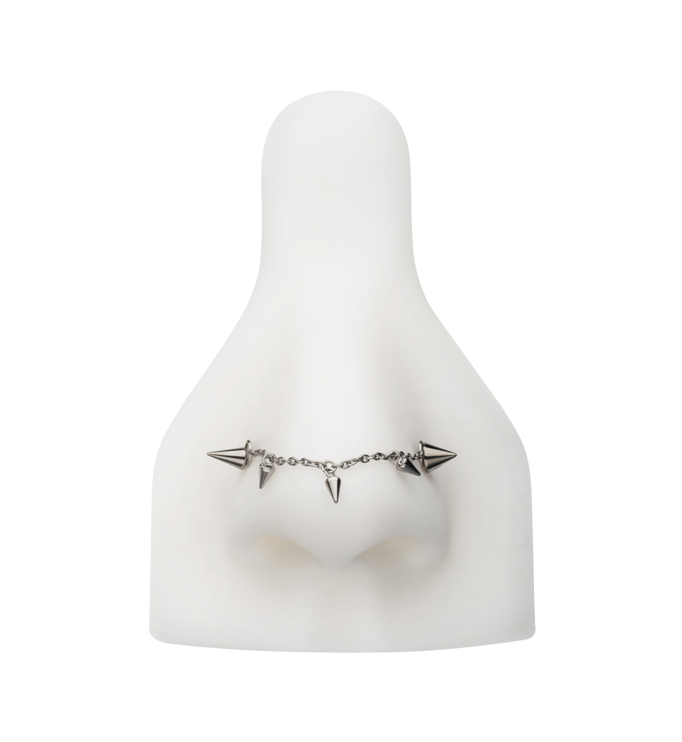 Platinum PVD Cone Dangle Titanium Connecting Piercing Chain