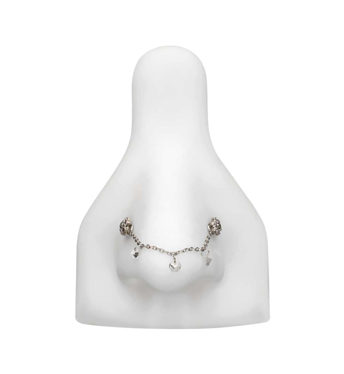 Platinum PVD CZ Dangle Titanium Connecting Piercing Chain
