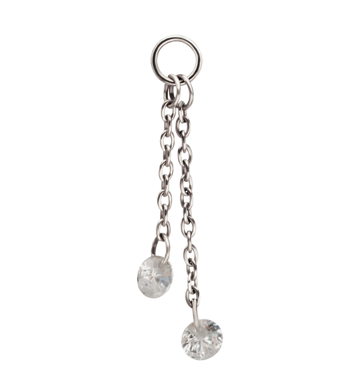 Platinum PVD Dual CZ Dangle Titanium Chain Charm