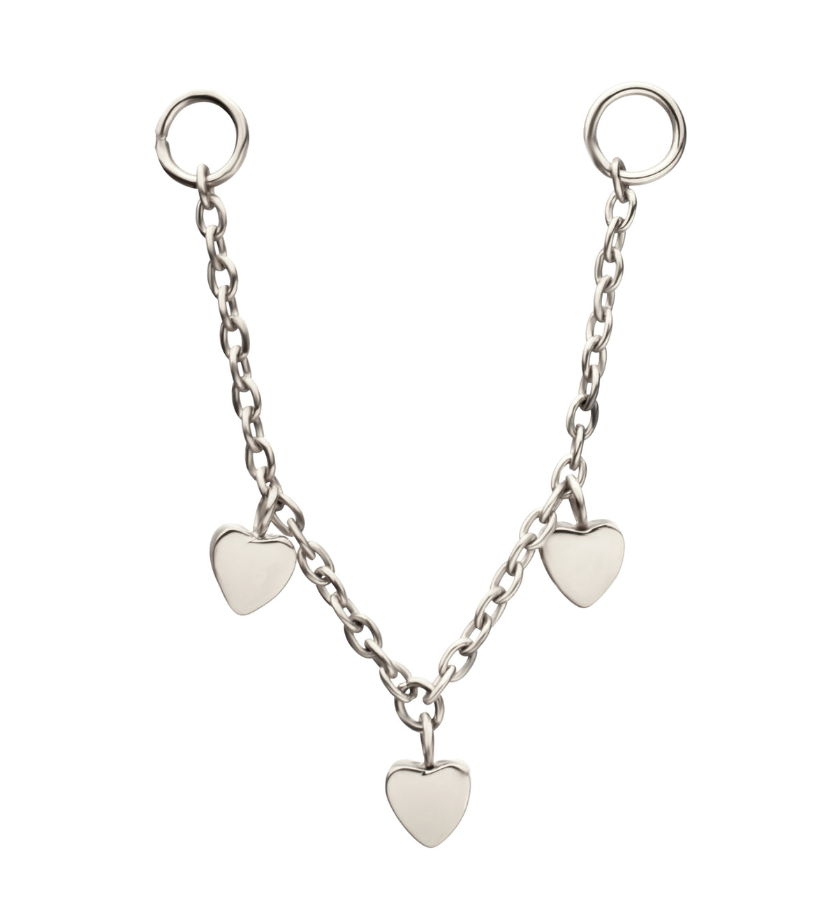 Platinum PVD Heart Dangle Titanium Connecting Piercing Chain