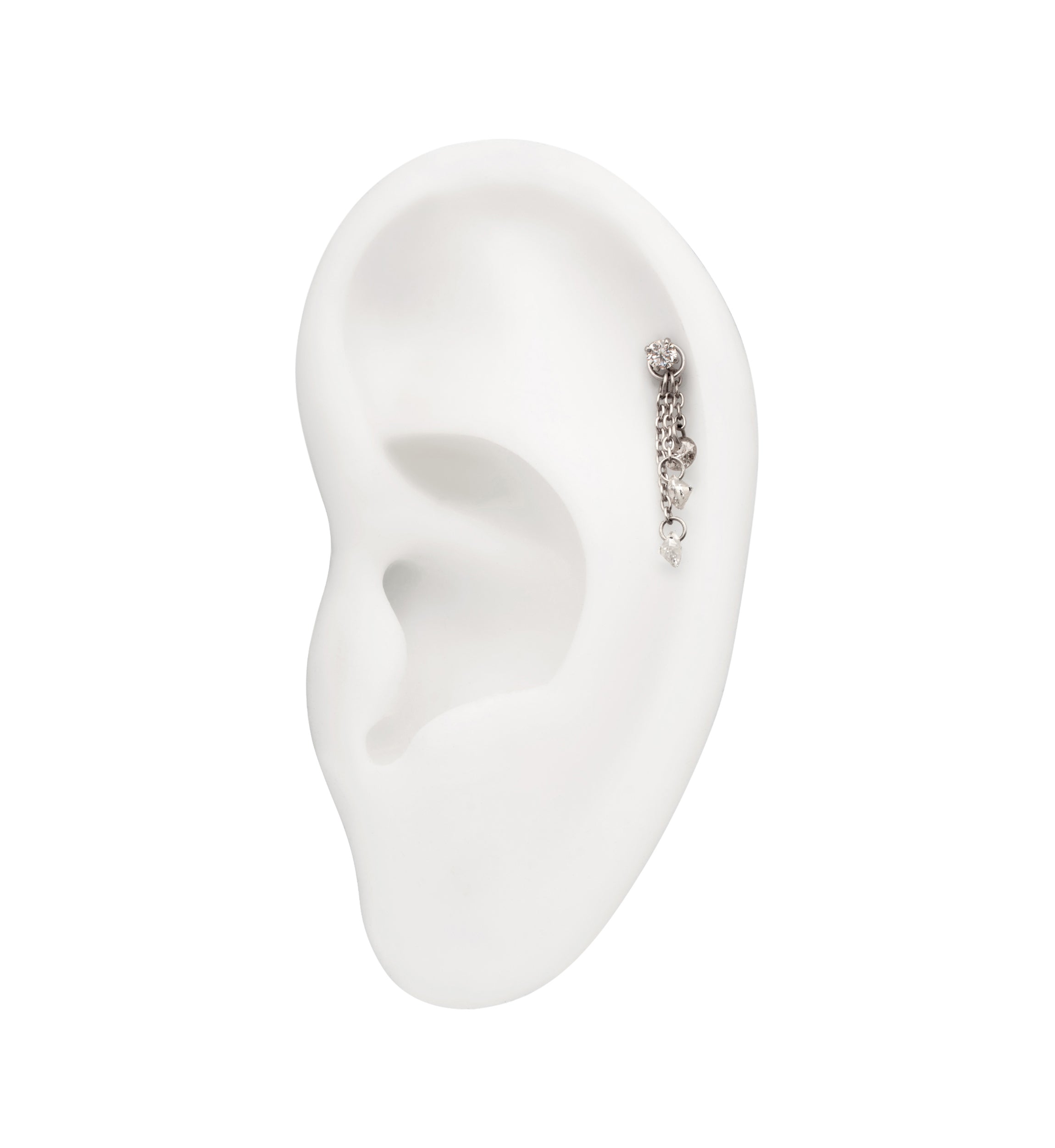 Platinum PVD Triple CZ Dangle Chain Titanium Charm