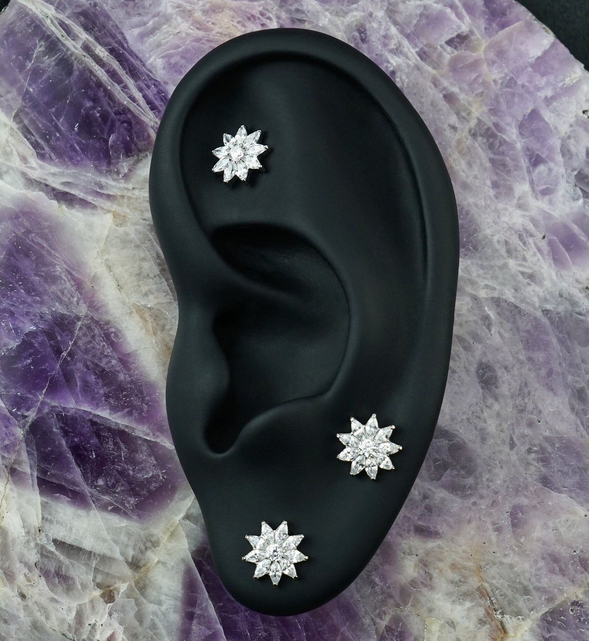 Poinsettia CZ Titanium Threadless Top