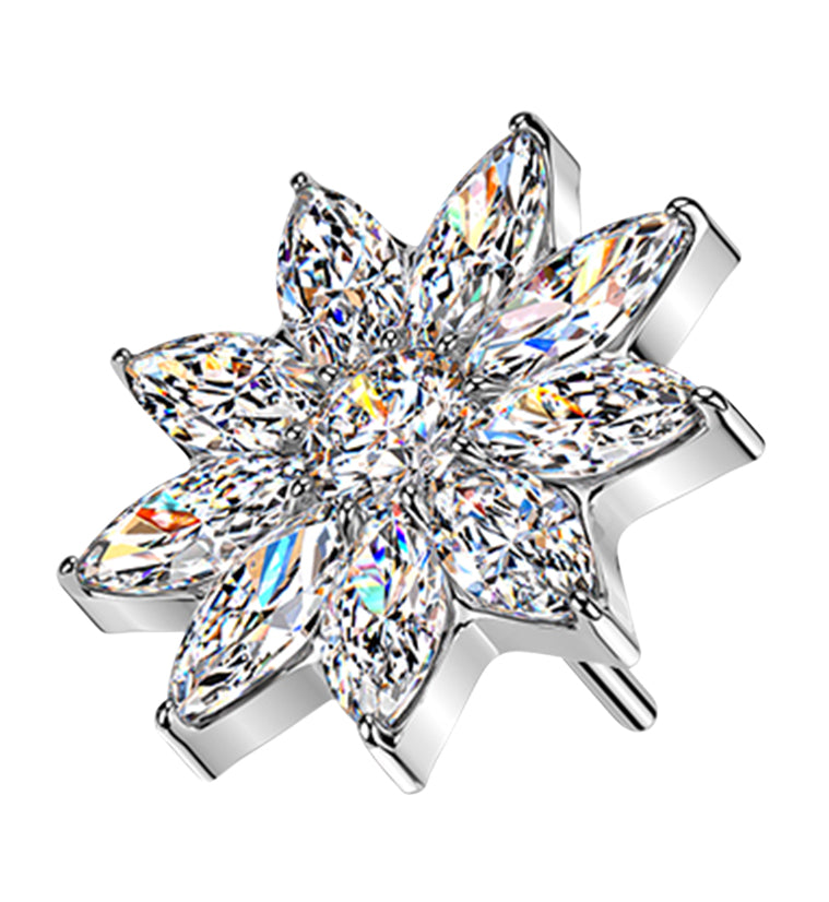 Poinsettia CZ Titanium Threadless Top