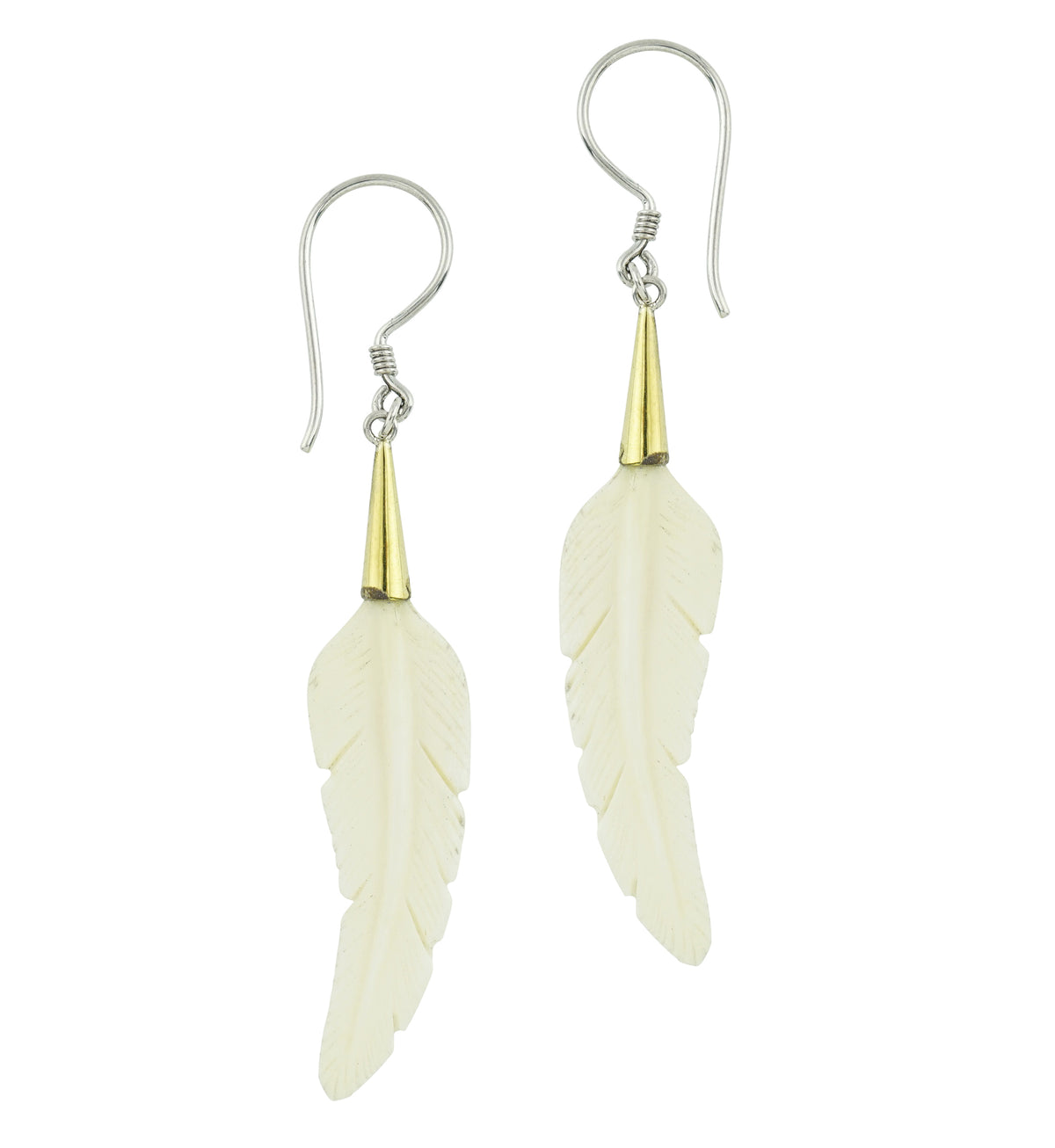Pointed Feather Mother of Pearl Earrings