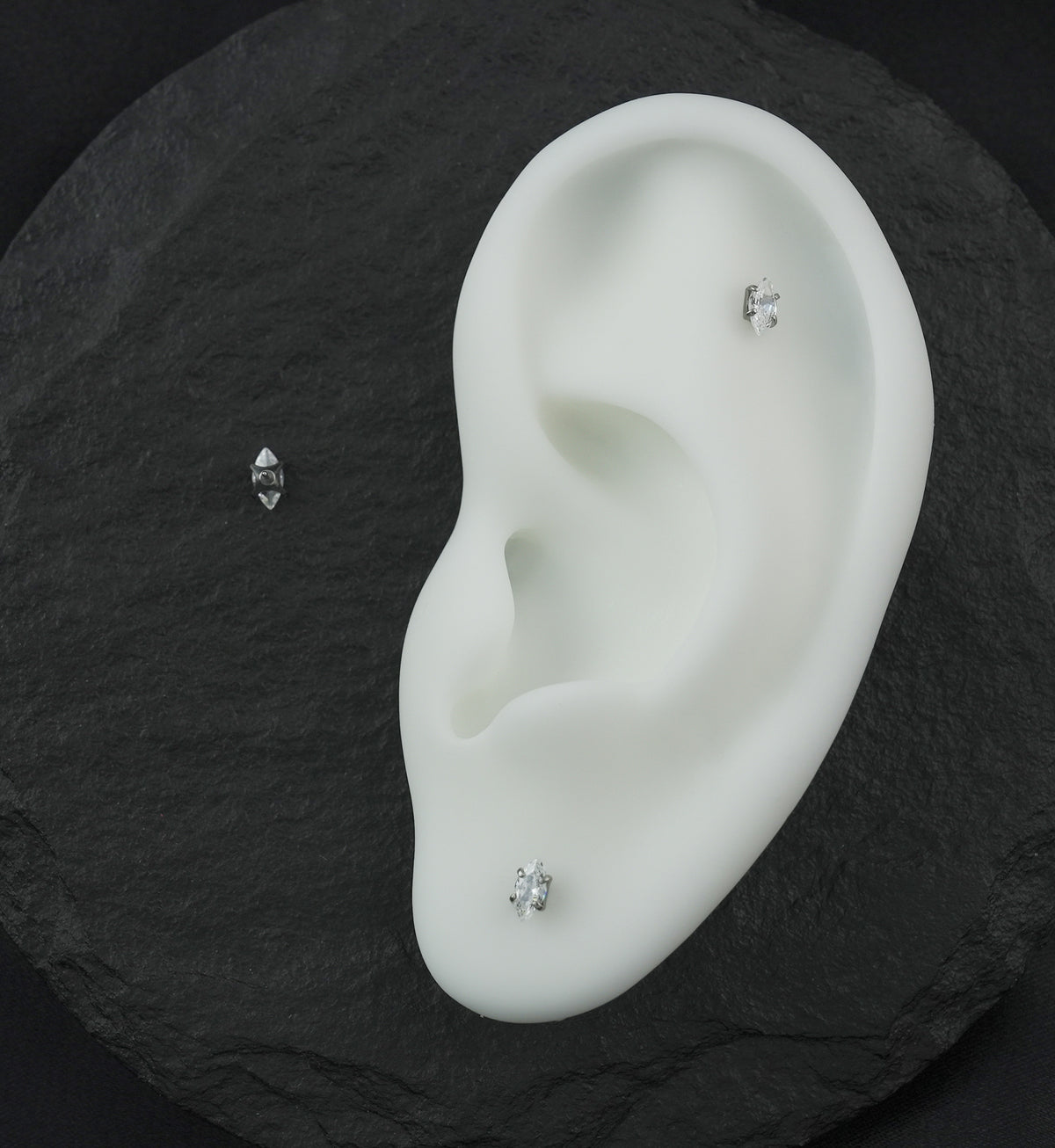 Prong Marquise Clear CZ Titanium Threadless Top