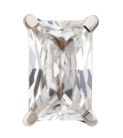 Prong Rectangle Clear CZ Titanium Threadless Top