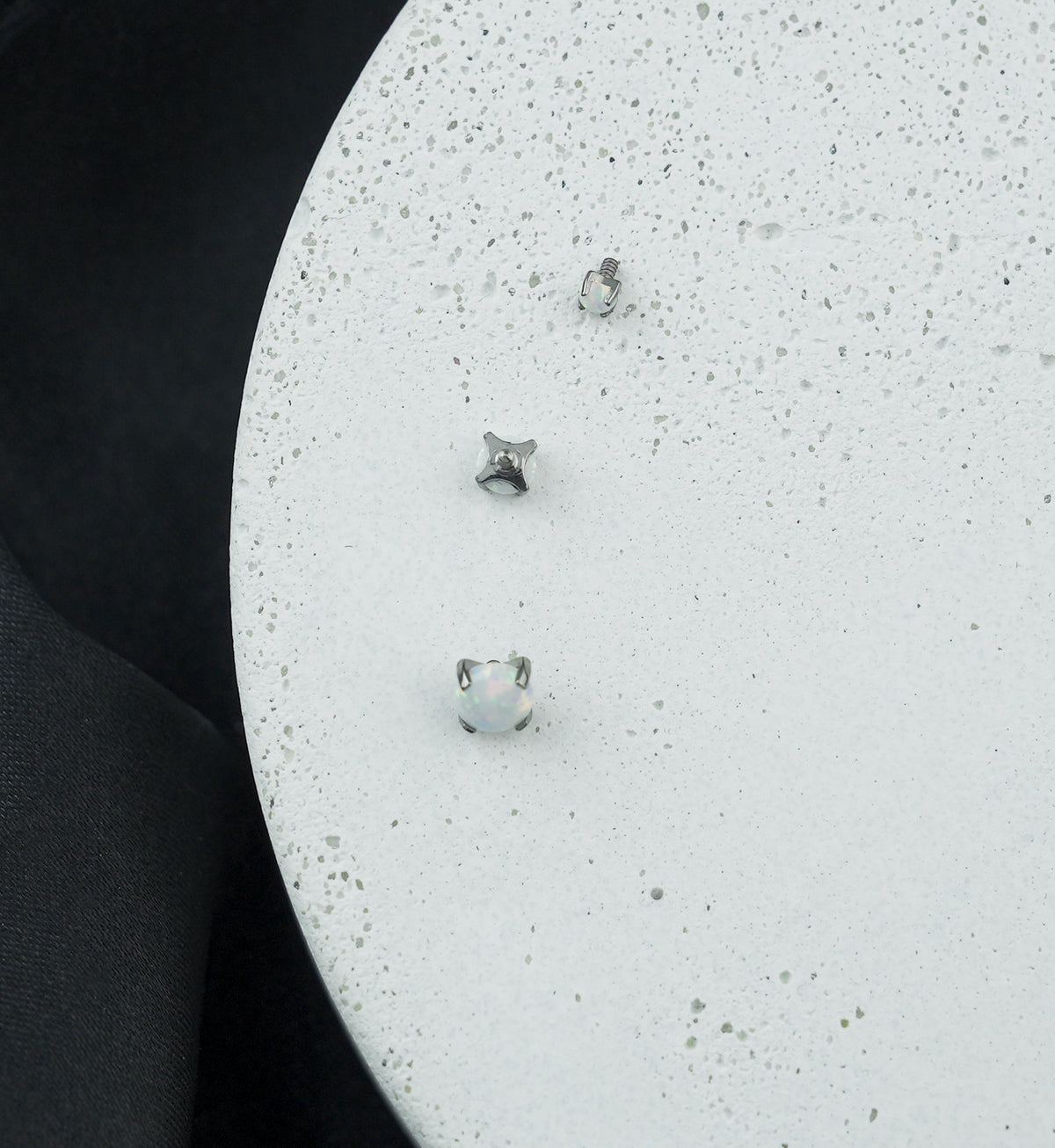 Prong White Opalite Titanium Internally Threaded Top