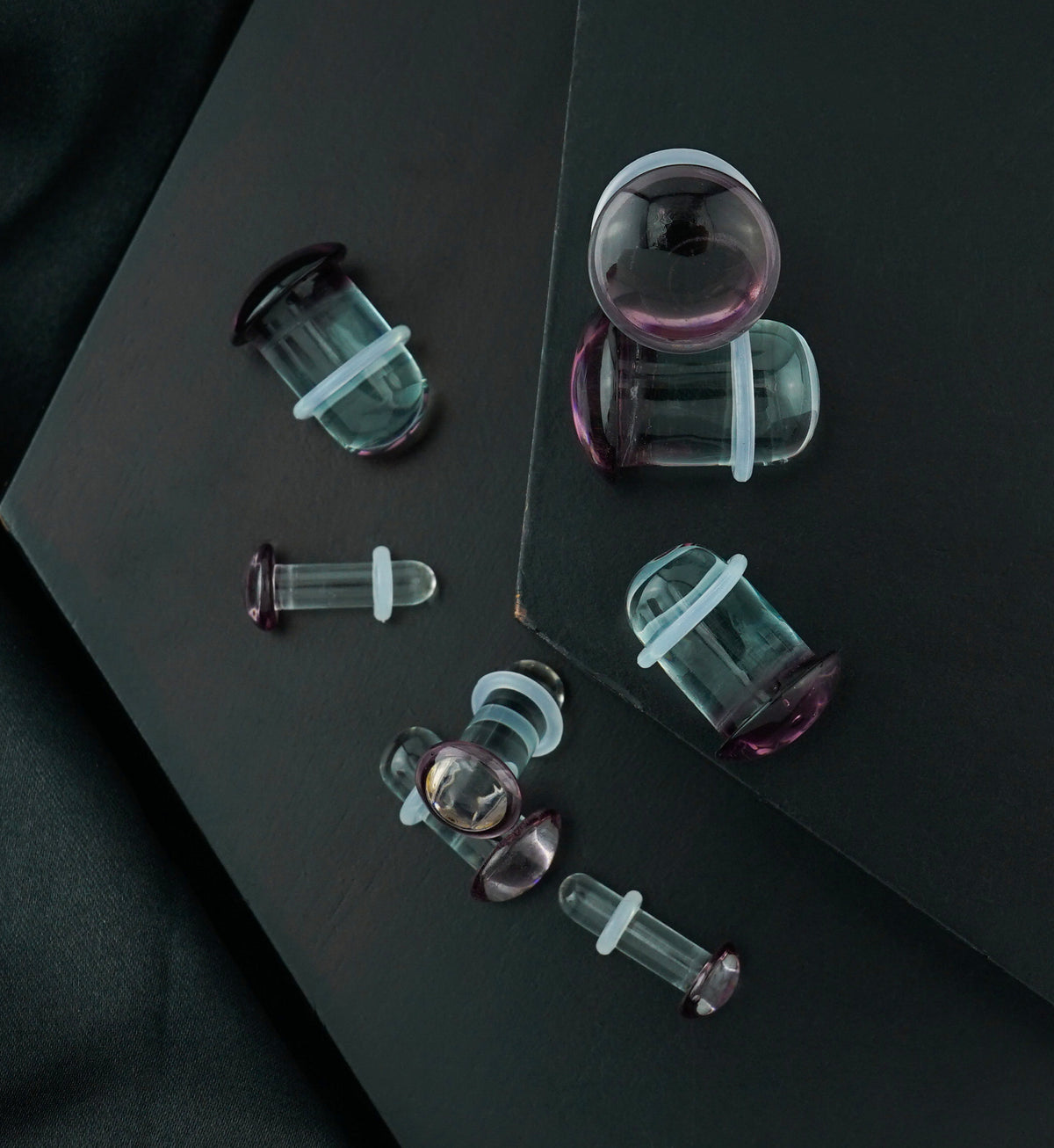 Purple Color Front Single Flare Glass Plugs