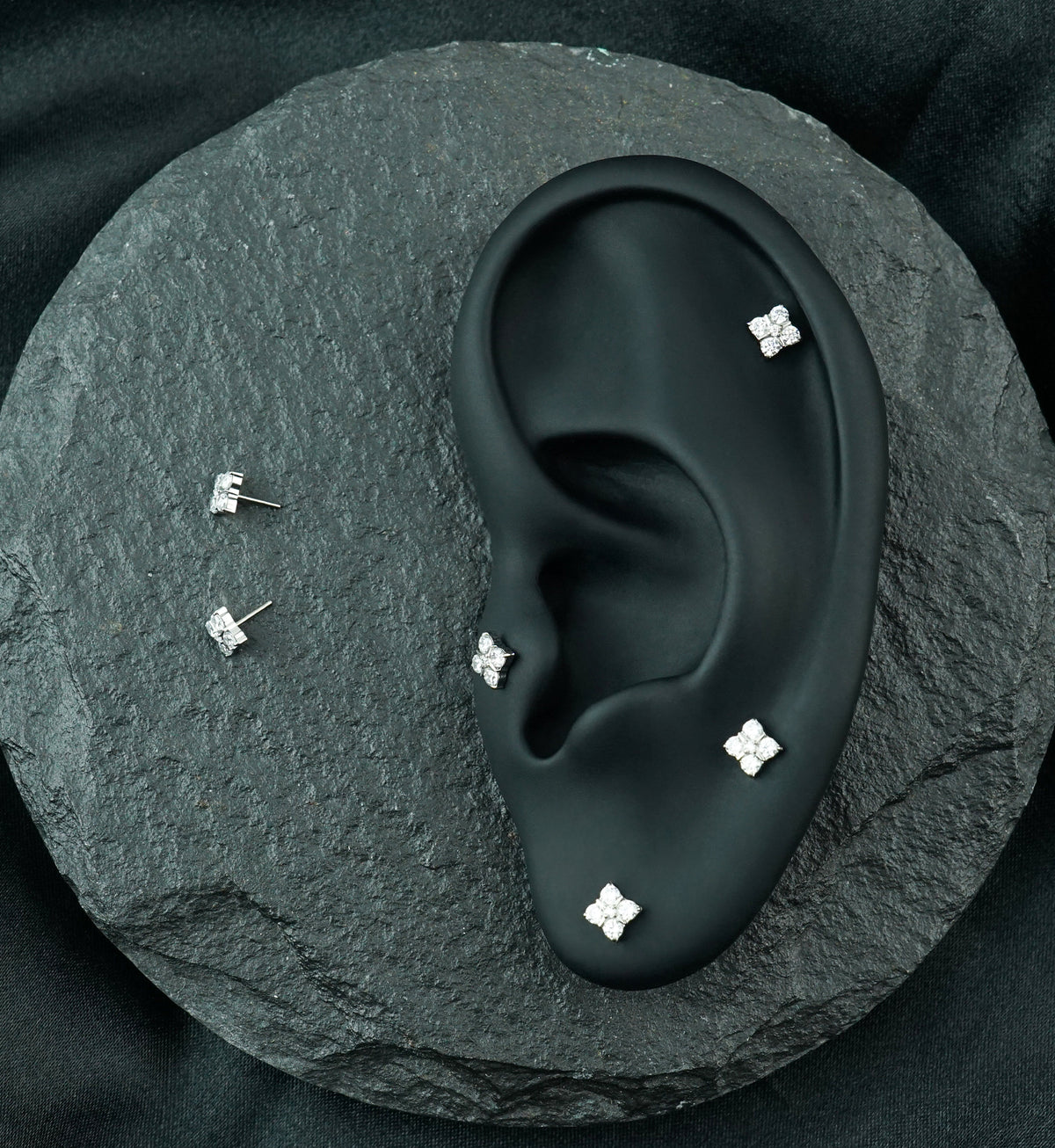 Quadratic Clear CZ Titanium Threadless Top