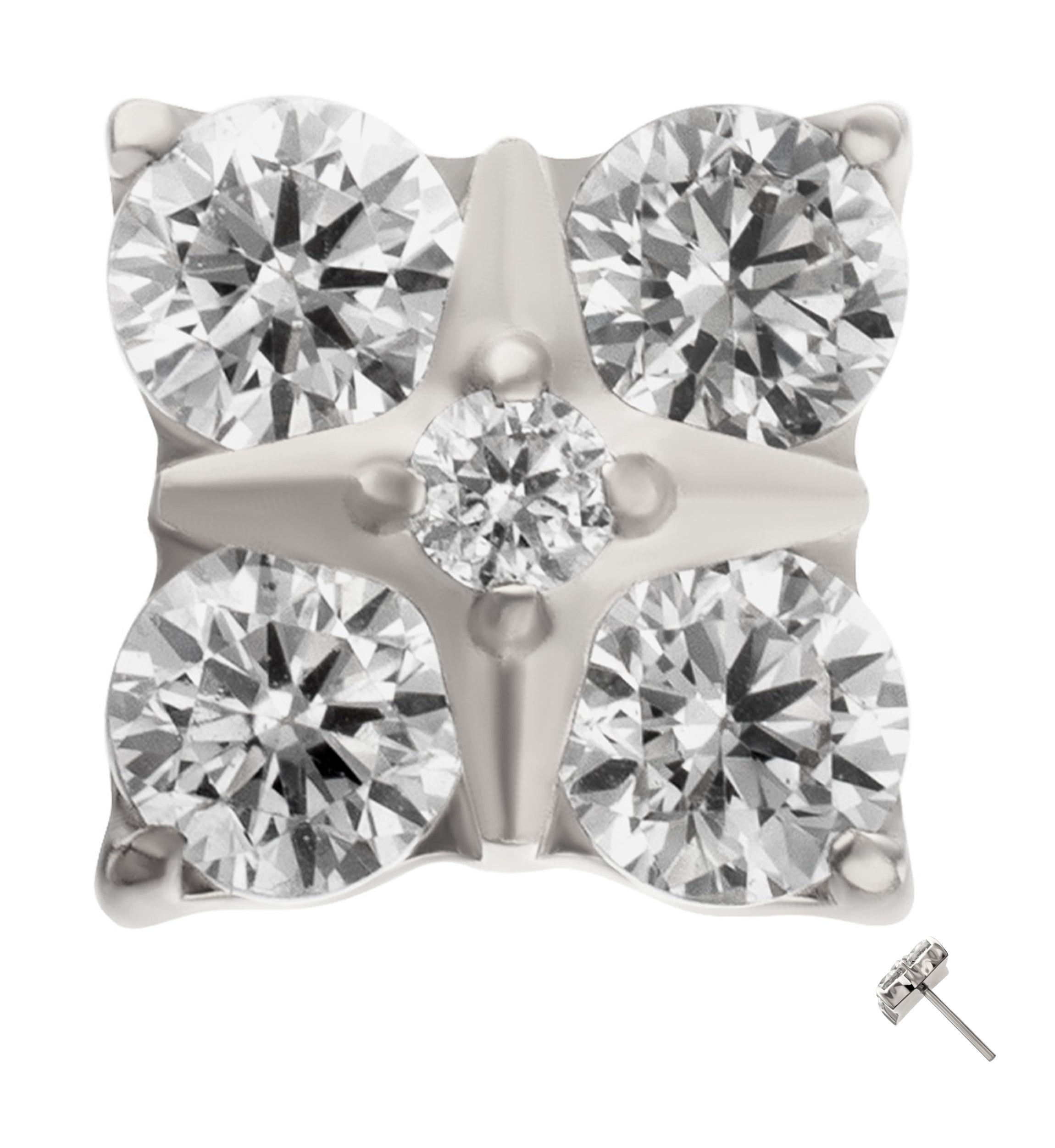 Quadratic Clear CZ Titanium Threadless Top