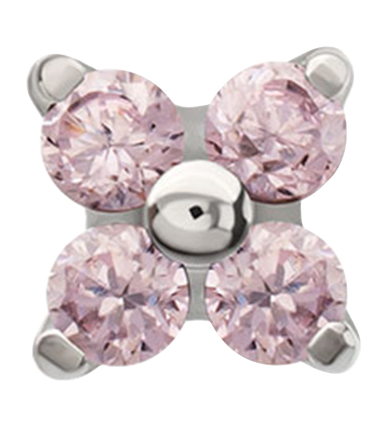 Quarterly Pink CZ Titanium Threadless Top by Urban Body Jewelry