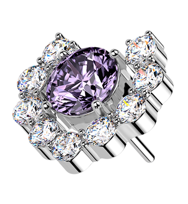 Radiant Horseshoe Amethyst CZ Titanium Threadless Top