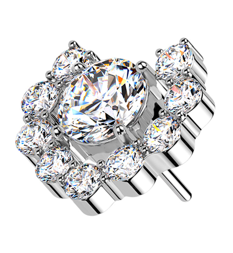 Radiant Horseshoe Clear CZ Titanium Threadless Top