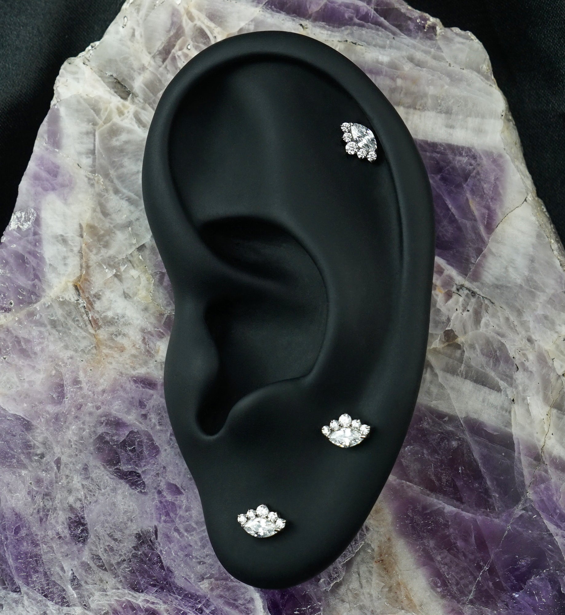 Radiating Marquise CZ Titanium Threadless Top