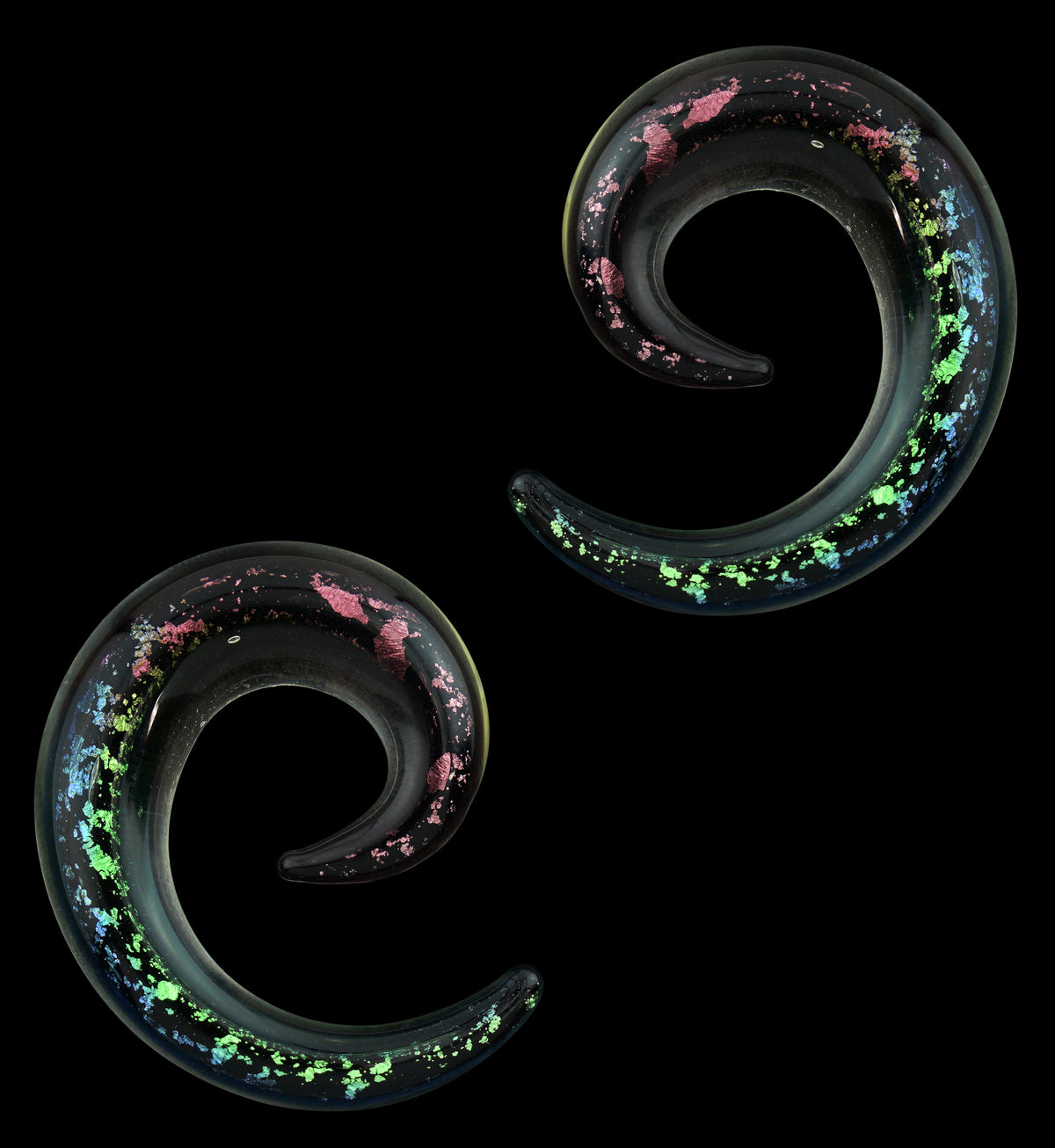 Rainbow Dichroic Glass Spirals
