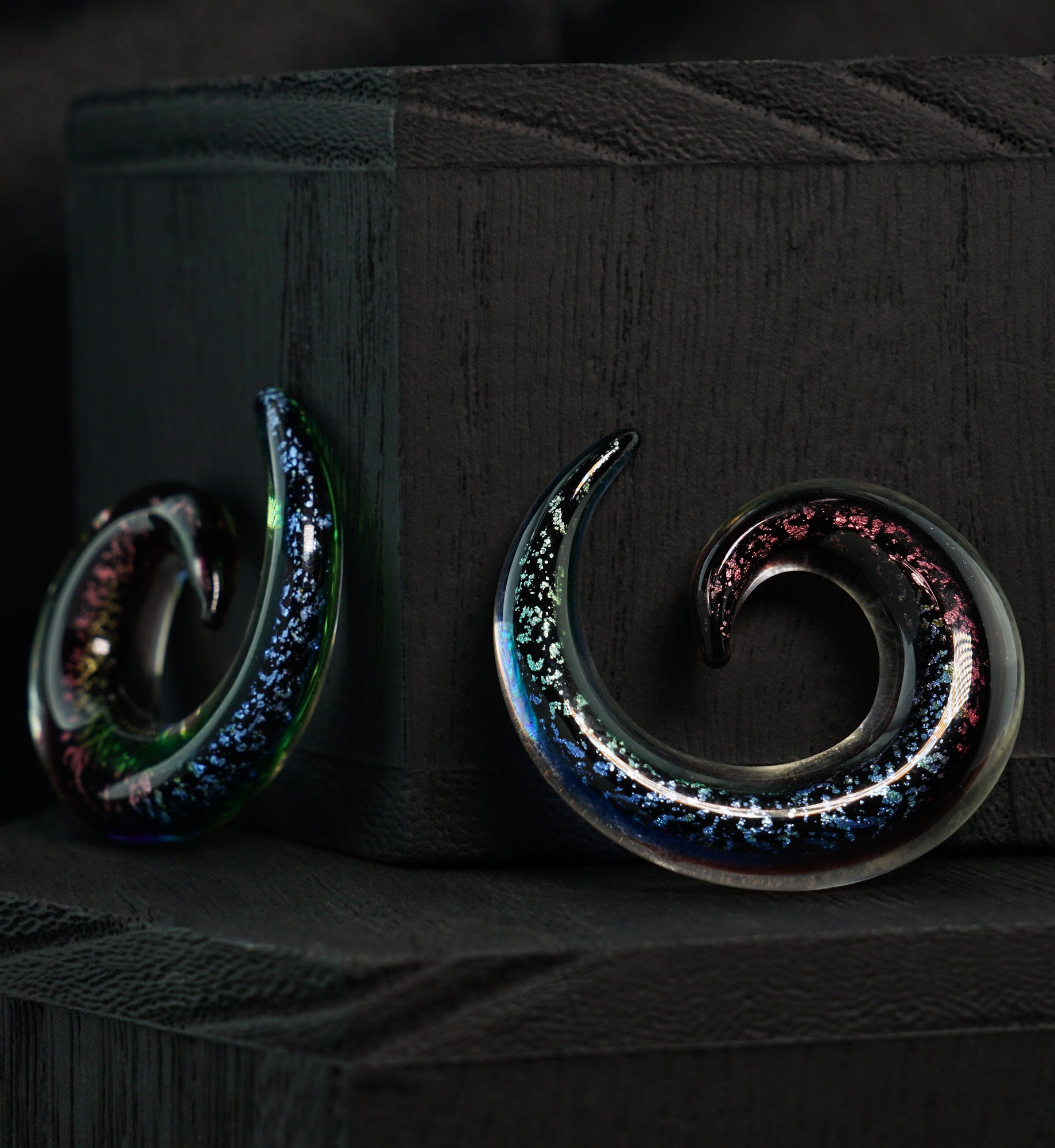 Rainbow Dichroic Glass Spirals
