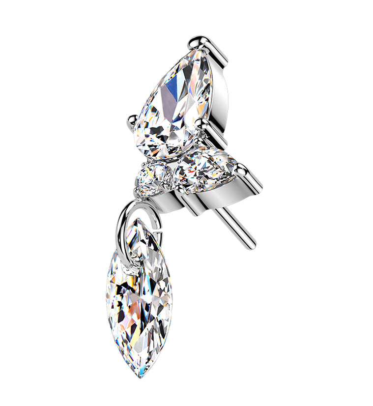Razorleaf CZ Dangle Titanium Threadless Top