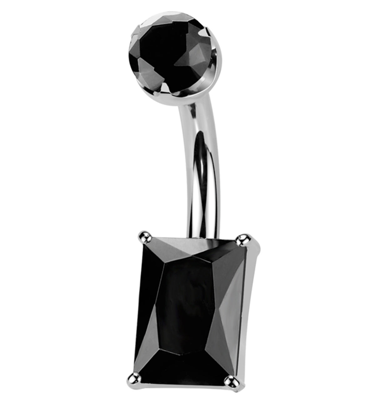 Rectangle Black Agate Stone Titanium Internally Threaded Belly Button Ring