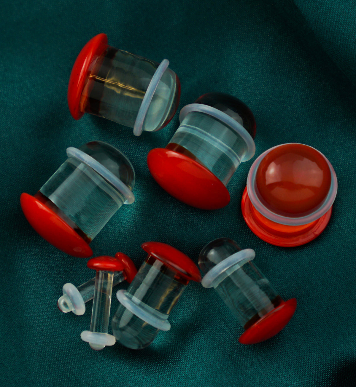 Red Color Front Single Flare Glass Plugs