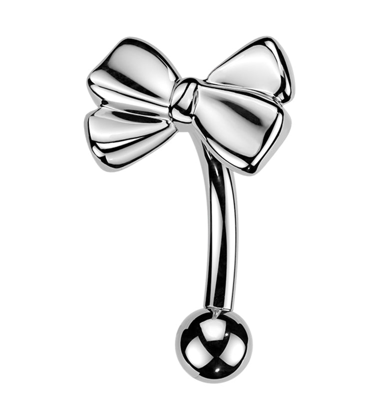 Ribbon Bow Titanium Threadless Curved Barbell