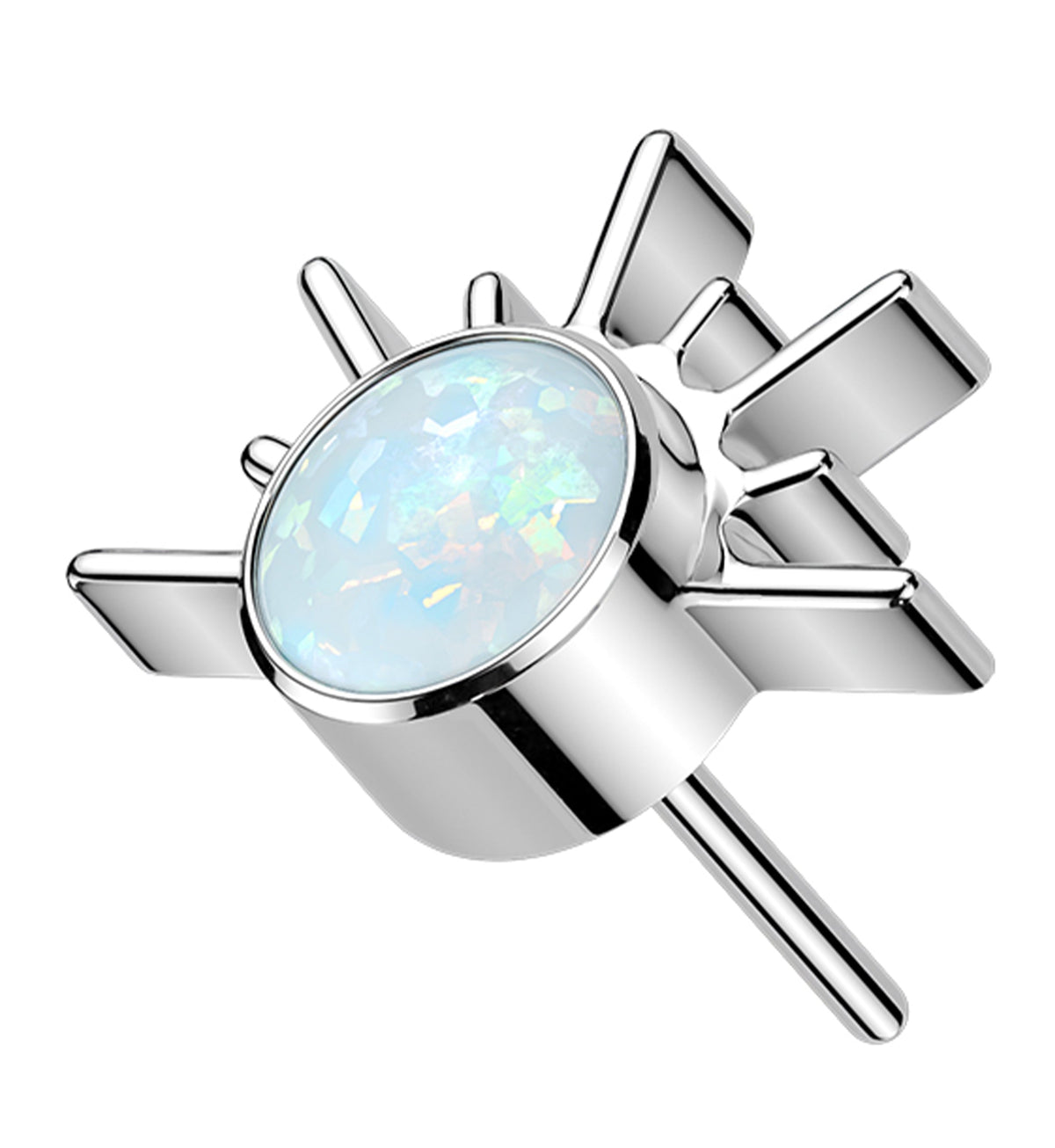 Rising Sun White Opalite Titanium Threadless Top