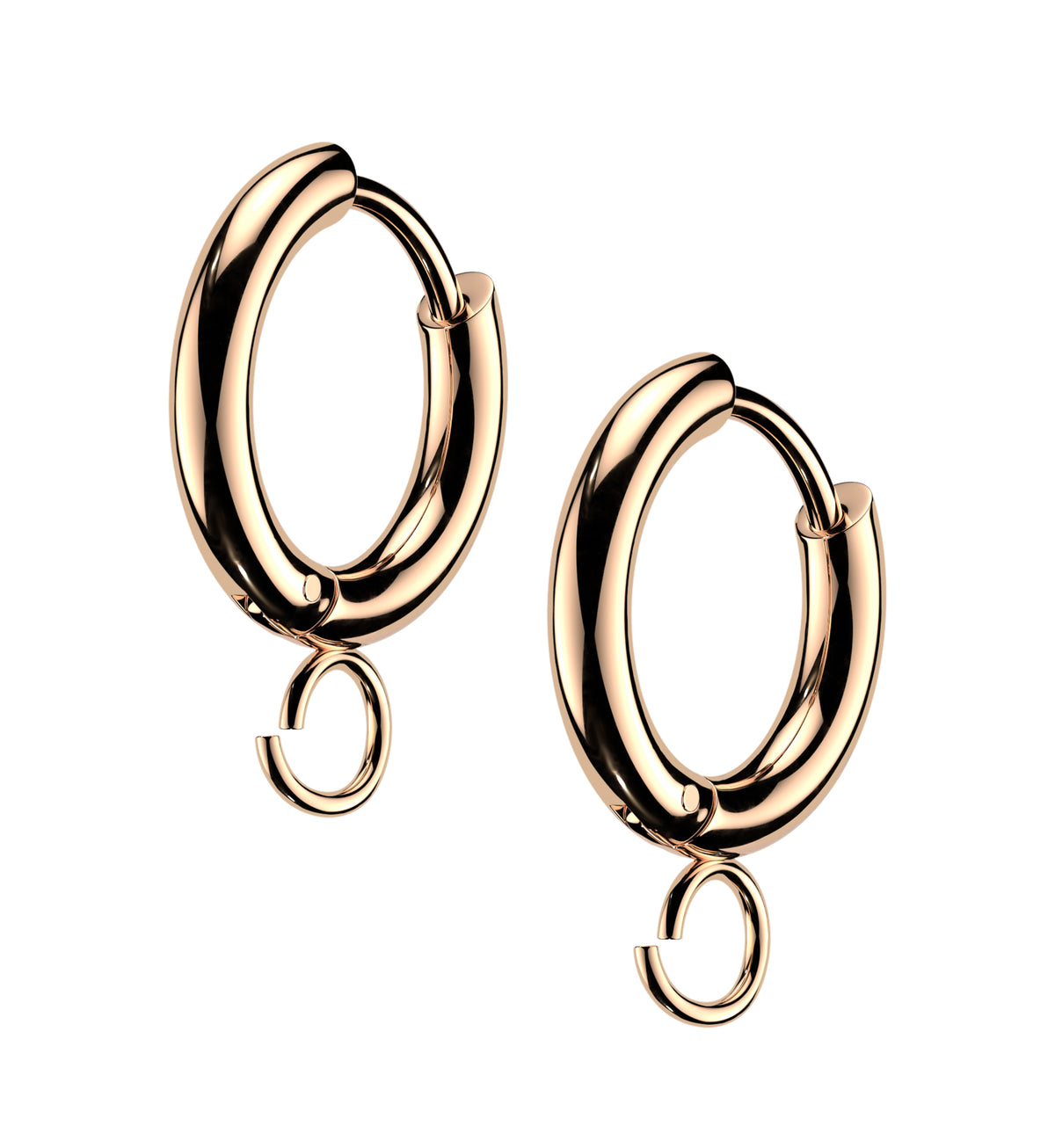 Rose Gold PVD Custom Stainless Steel Hinged Hoop Huggie Earrings